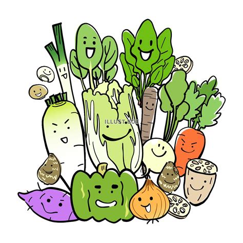 無料イラスト ゆる野菜・冬の集合セット
