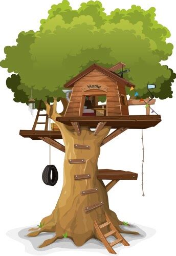 Beautiful Tree House Cartoon Royalty Free Vector Image