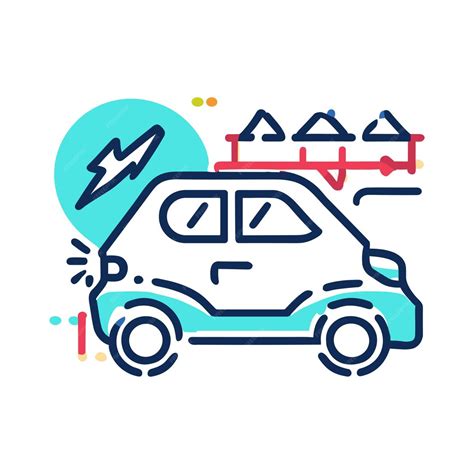 Вектор Электрический автомобиль с символом значка подключения ...