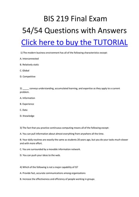 Bis Final Exam Questions With Answers Correct Pdf