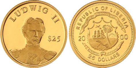 Liberia 25 Dollars Gold 2000 Republik Seit 1847 Polierte Platte MA Shops