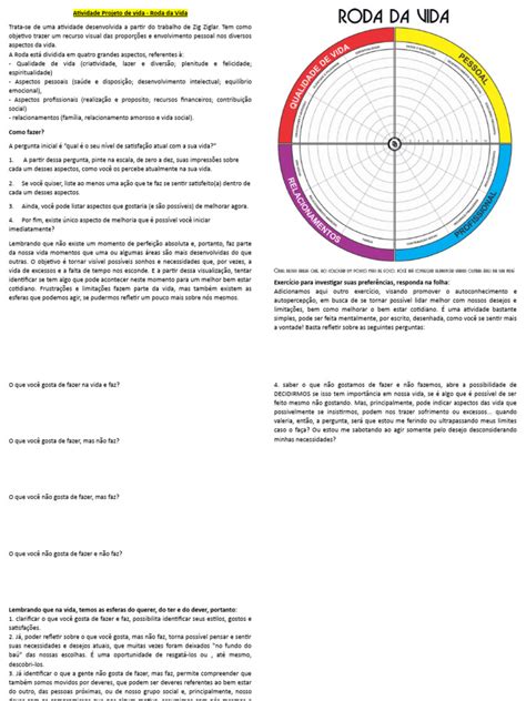 Roda da Vida: Autoconhecimento e Satisfação | PDF | Vida | Bem-estar