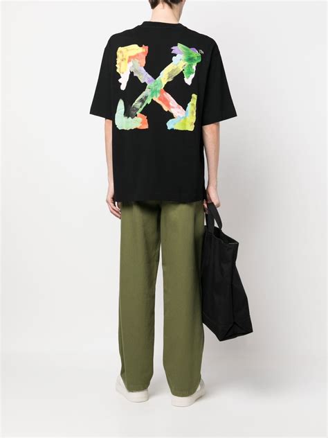 Off White Brush Arrow Logo Print T Shirt Farfetch