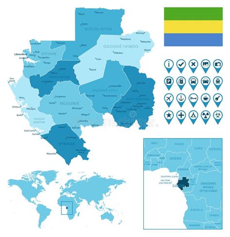 Gabón Mapa Detallado Del Indicador Silueta Detallada Marca De Ondeo