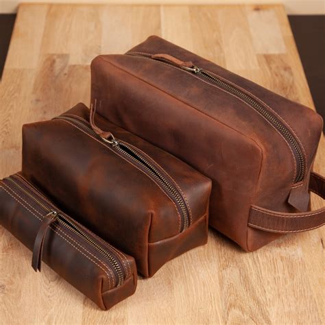 Personalized Leather Toiletry Bag Men Engraved Groomsmen T Etsy