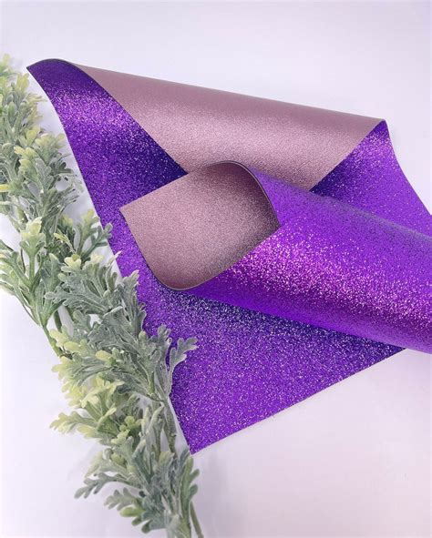 K208 1 Double Sided Faux Leather Sheet With Fine Purple Glitter Backing