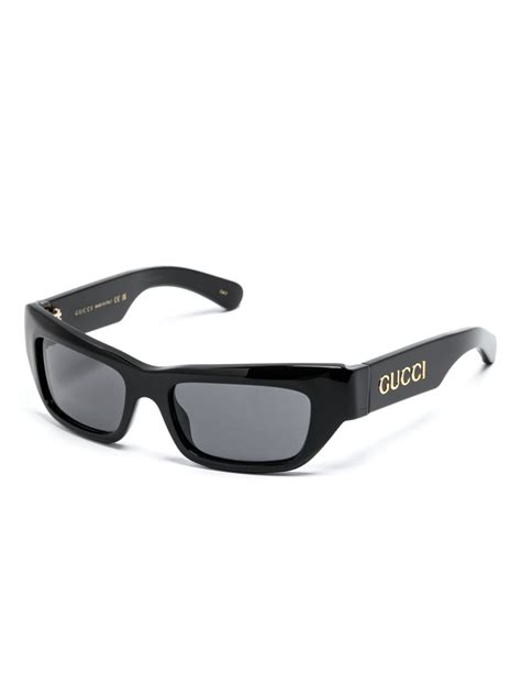 Gucci Eyewear Rectangle Frame Sunglasses Black Farfetch