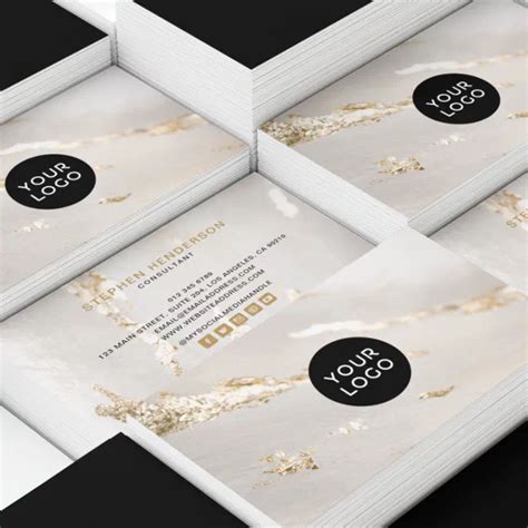 Classy Modern Gold Foil Llogo Social Media Business Card Zazzle