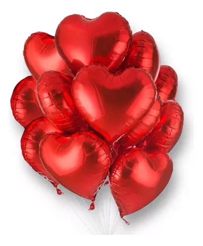 Baloes De Coração Vermelho - Kit 50 Balões De Coração Metalizado Vermelho 45cm Decoração | MercadoLivre