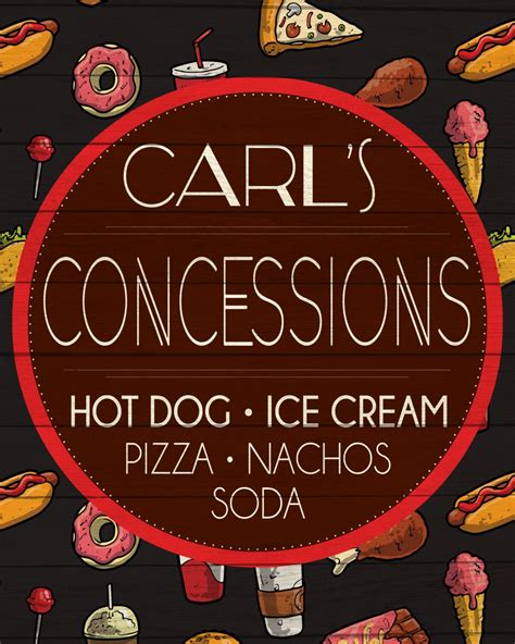 Custom Concession Stand Sign Digital Download