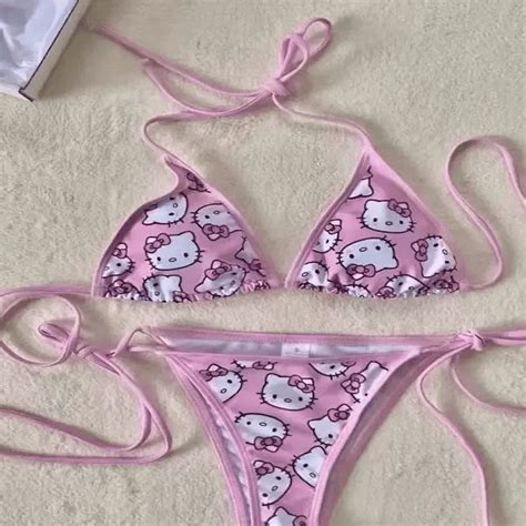 2024 YONGNE Sanrio Cute Cartoon Kawaii Hello Kitty Bikini Set Y2k Anime