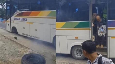 Bus Sinar Jaya Tujuan Ikn Lepas Ban Dan Terbakar Penumpang Panik