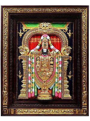 Tirupati Balaji Venkateshvara Tanjore Painting With Light Karat