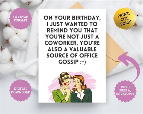Funny Coworker Happy Birthday Card Favorite Colleague T Boss Co