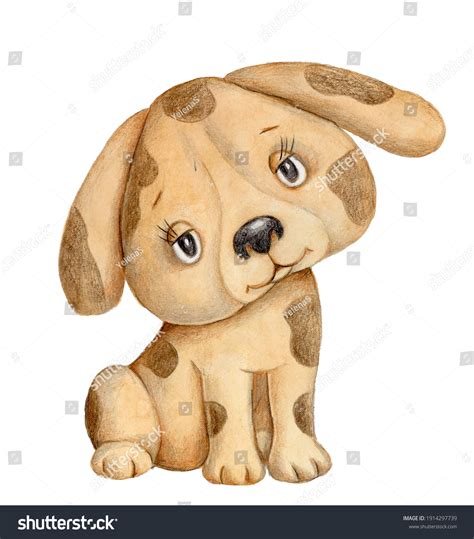 Cute Brown Spotty Dog Cartoon Character Stock Illustration 1914297739 ...