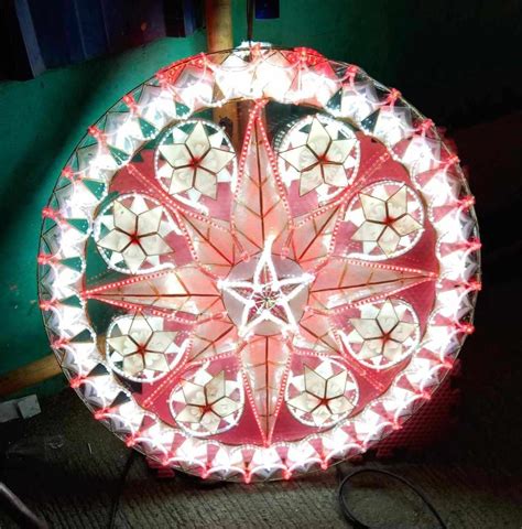 Capiz Parol White And Colored Christmas Lanterns With Led Lights