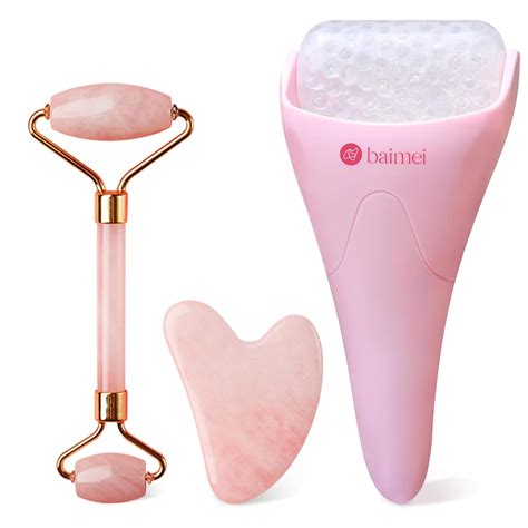 Amazon BAIMEI Jade Roller Gua Sha Pink And Ice Roller Reduce