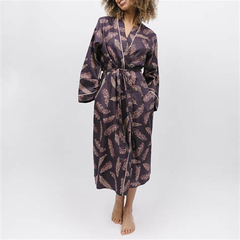 Purple Lana Feather Print Dressing Gown Brandalley