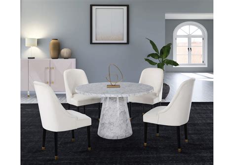 Omni White Faux Marble Dining Table