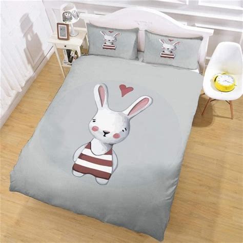 Housse De Couette Lapin De Dessin Anim D Imprim Fermeture Clair