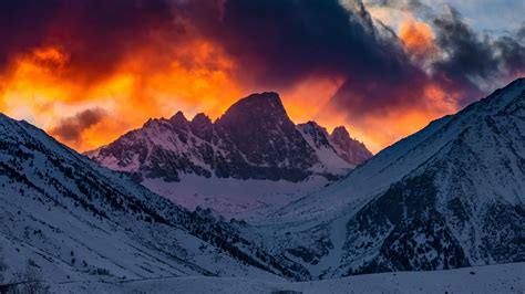 Mountains Sunset Sky Snow 4k HD Wallpaper