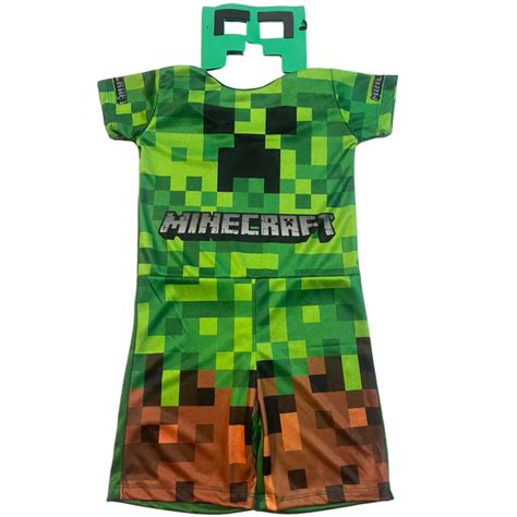 Fantasia Do Minecraft Infantil - Fantasia Roupa do Minecraft Infantil Criança Com Máscara | Shopee Brasil