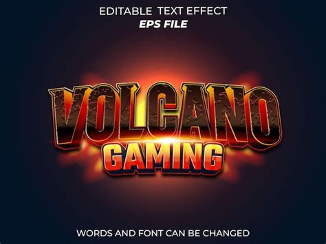 Fonte de texte d effet de jeu volcano typographie modifiable modèle