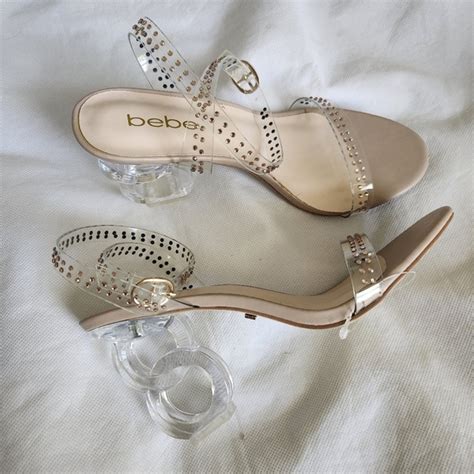 Bebe Shoes Bebe Lizah Sculptural Heel Sandals In Clear Nude Sz 75