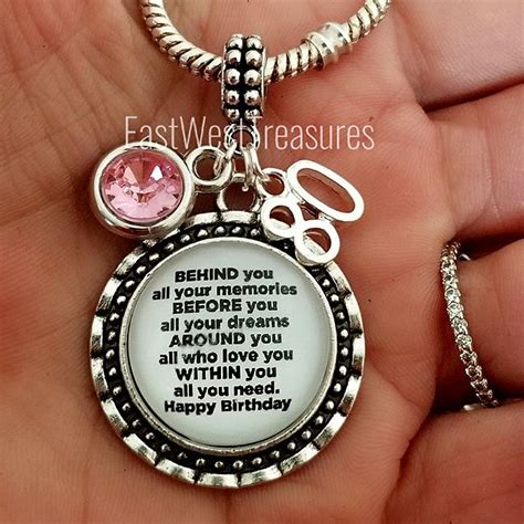 80th Birthday Gift Charm Necklace Jewelry For Women Turning 80 Years