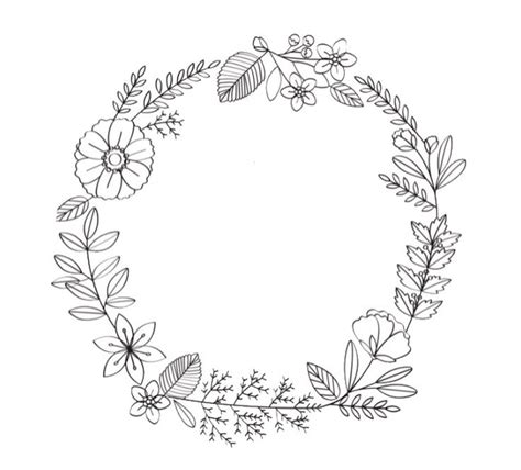 Floral Wreath Wreath Drawing Floral Wreath Drawing Embroidery Patterns