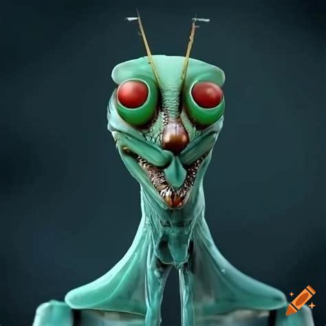 A Humanoid Ron Desantis Praying Mantis Giving Oboe Practice To A Void