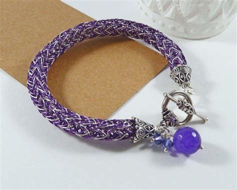 Viking Knit Bracelet Purple Silver Woven Bracelet SMALL Etsy UK