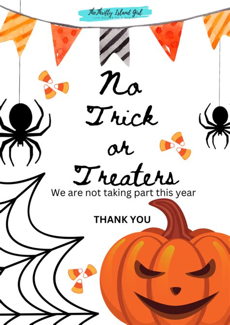 Free Halloween Printables No Trick Or Treating Signs The Thrifty