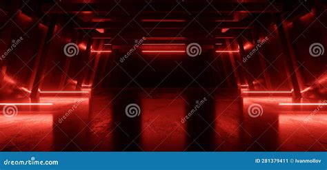 Sci Fi Futuristic Neon Triangle Laser Electric Cyber Glowing Bunker Red