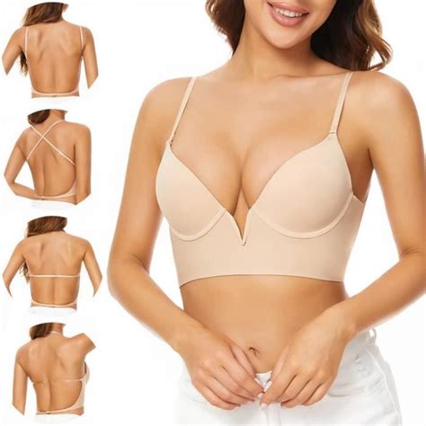 Soutien gorge invisible MARQUE Modèle Beige Sans armatures Push up Nude Cdiscount