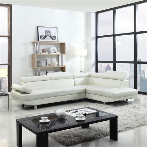 Awesome White Leather Chaise sofa