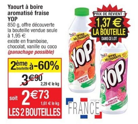 Promo Yaourt Boire Aromatis Fraise Yop Chez Cora