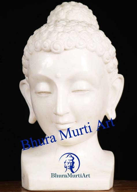 Jaipurcrafts Handmade White Marble Buddha Face Statue Sizedimension