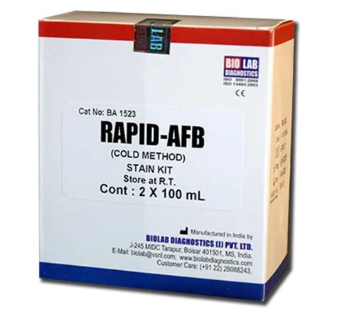 Rapid Afb Stain Kit Ba1523 As Directed For Clinical Hospital Rs