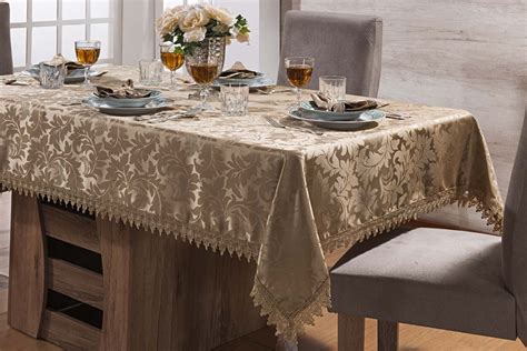 Toalha De Mesa Retangular Lug Tecido Jacquard Renda Gripir