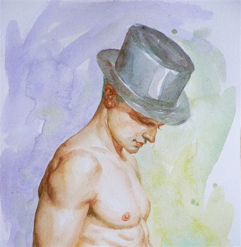 Watercolor Painting Male Nude Painting By Hongtao Huang Saatchi Art