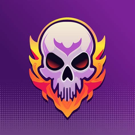 Logotipo Detalhado Do Jogo De Esports Skull On Fire Vetor Premium