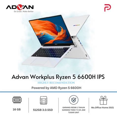 Promo Advan Workplus Ryzen 5 6600H 16GB 512GB 14 IPS W11 Work