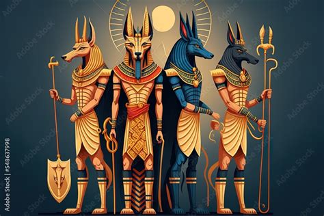 Egyptian Gods Anubis Ra Amon And Osiris Ancient Egypt Deities