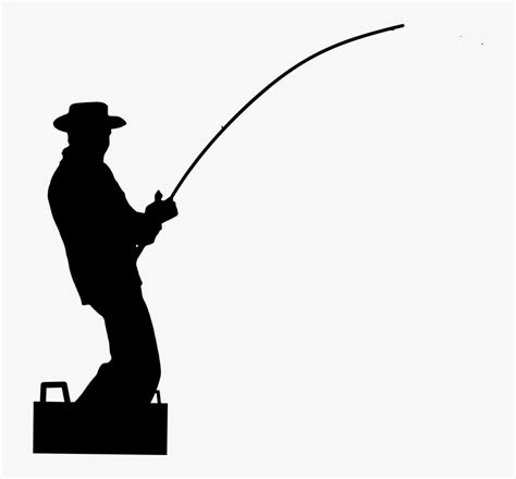 Silhouette Fisherman Fishing Water Male Sport Vektor Orang