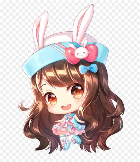 Cut chibi bunny uniform girl brown hair adorable | Cute anime chibi ...