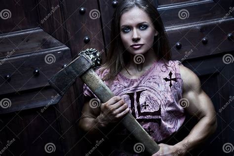 Woman Warrior With Axe Stock Photo Image Of Warrior 36000286