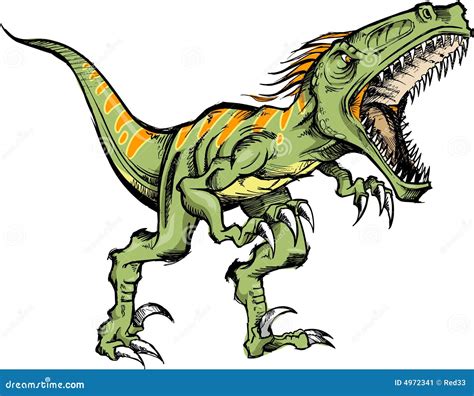 Sketchy Raptor Dinosaur Stock Image - Image: 4972341