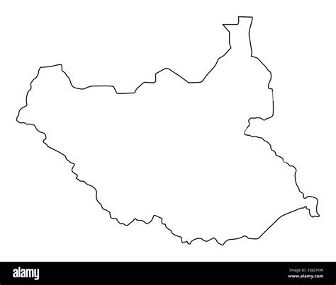 South Sudan Outline Map Isolated On White Background Stock Vector Image