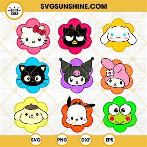 Sanrio Characters Face Flower Svg Bundle Hello Kitty Svg Cappuccino